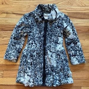Widgeon Faux Fur Coat - Girls Size 6X - Black and White Animal Print